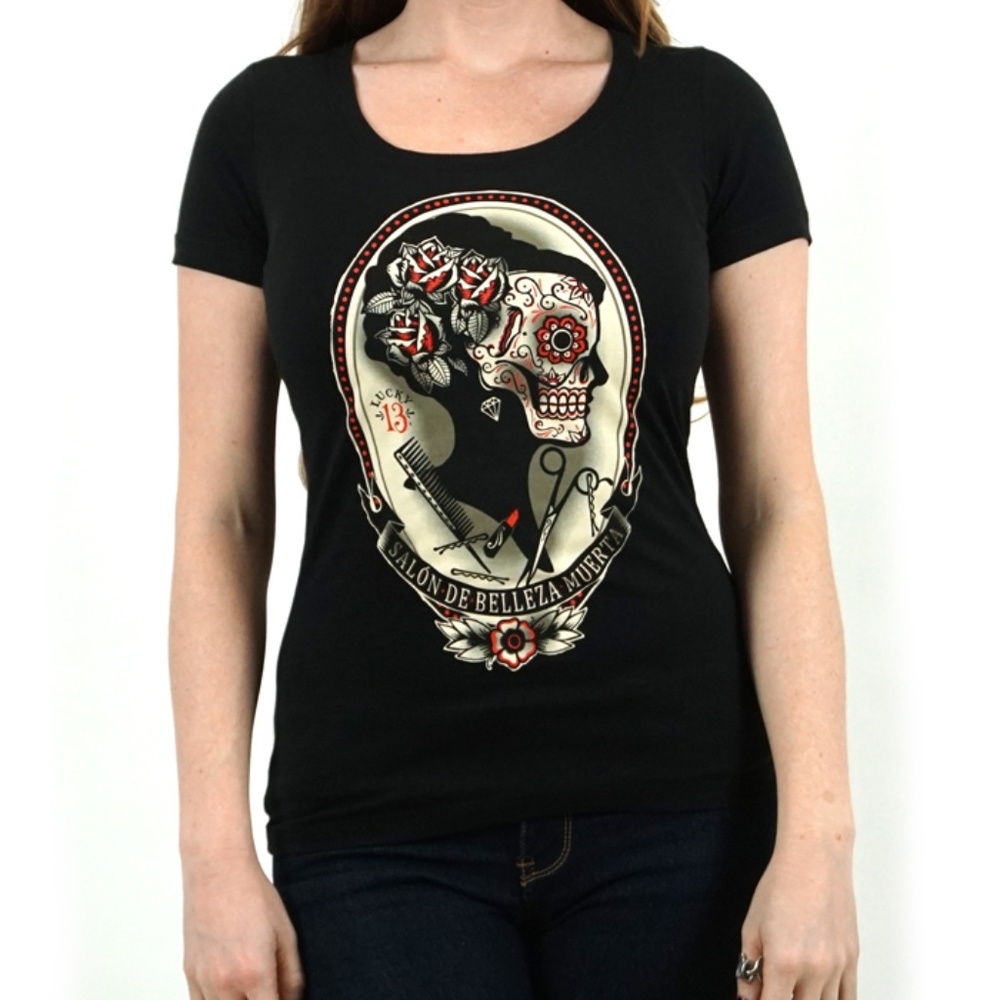 Lucky 13 Belleza Suger Skull Beautician Fitted Tee